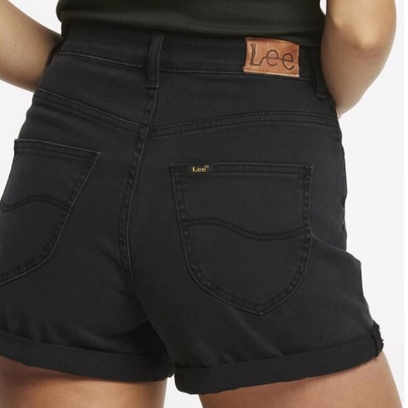 Lee Pants - Lee Stevie Short Vintage Inspired High Rise Black Denim Cuffed Shorts